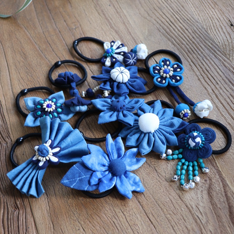 云南民族风布艺头花扎染头花民族风饰品发圈头绳批发