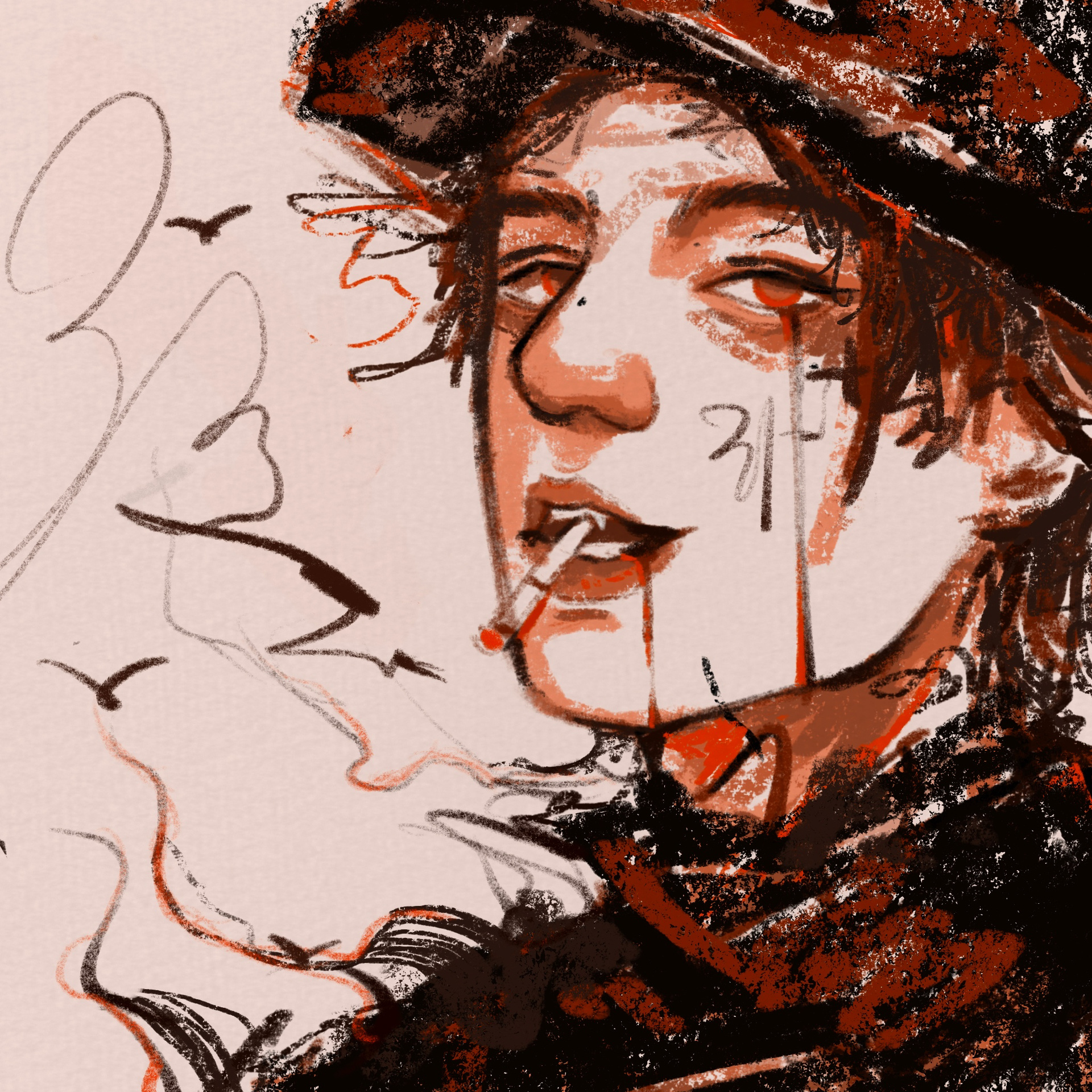 欧美艺术感抽象男头|七色(手绘头像69/100) 96工具99:procreate