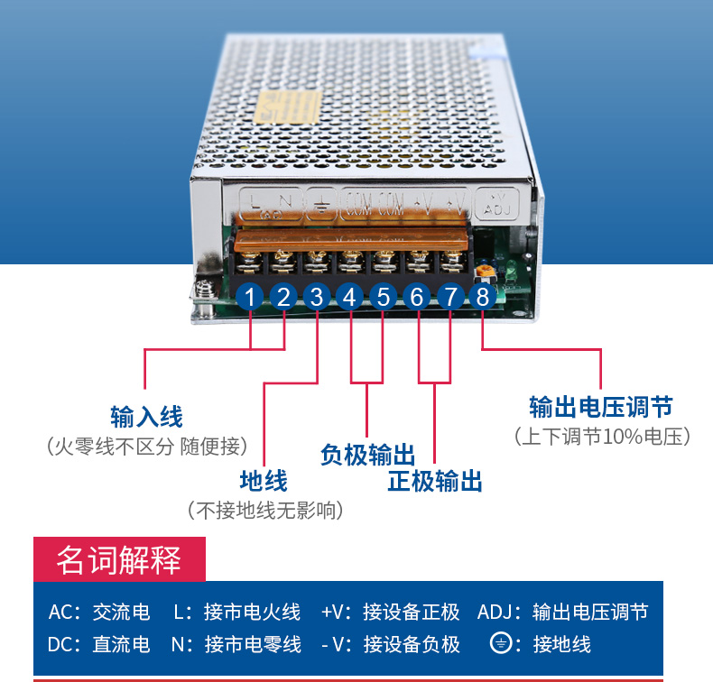 【当日次日达】开关电源24v直流led显示屏监控电源ac220转dc24v变压器