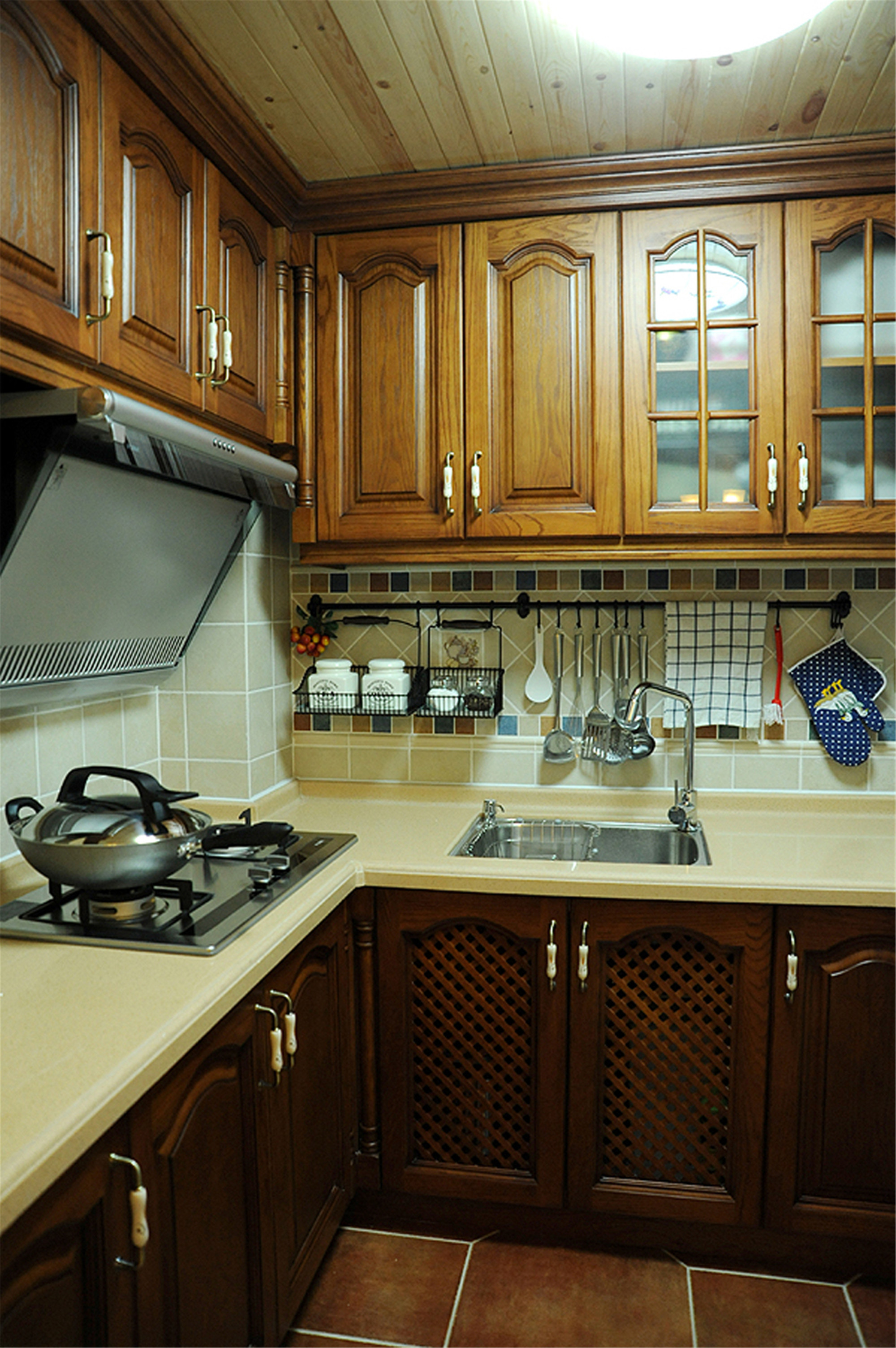 二居室田园美式家厨房设计图