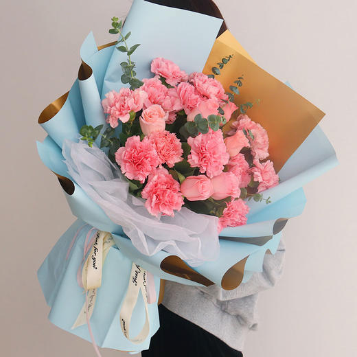 33朵康乃馨混搭韩式花束送妈妈老师领导长辈节日感恩母亲节圣诞节