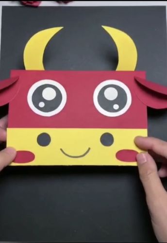 手工2021年新年贺卡鼠年不易愿牛年平安如意生动又可爱的小牛贺卡完成