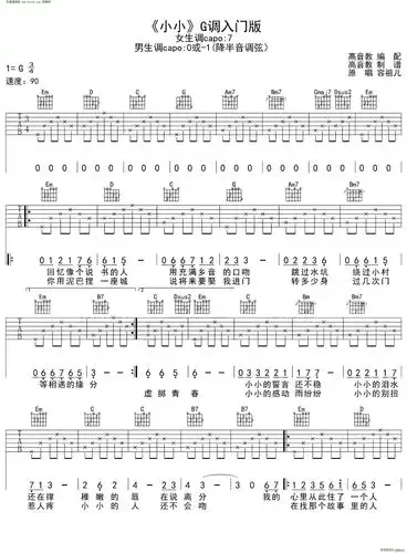 小小 g调入门版(吉他谱)1