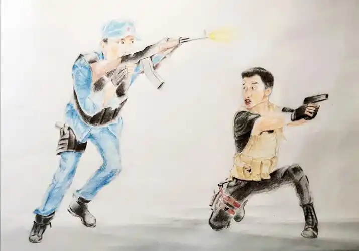 《战狼2》海报彩铅绘画创作过程及感受