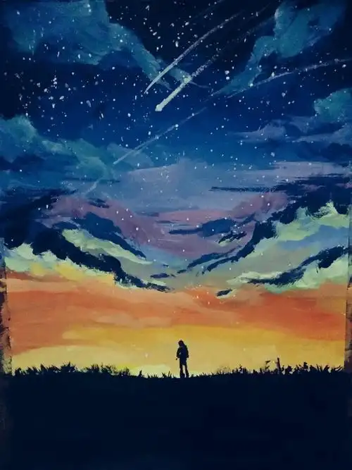 学画画的一个大学生 来自美术基础课-0708期-色彩基础-星空