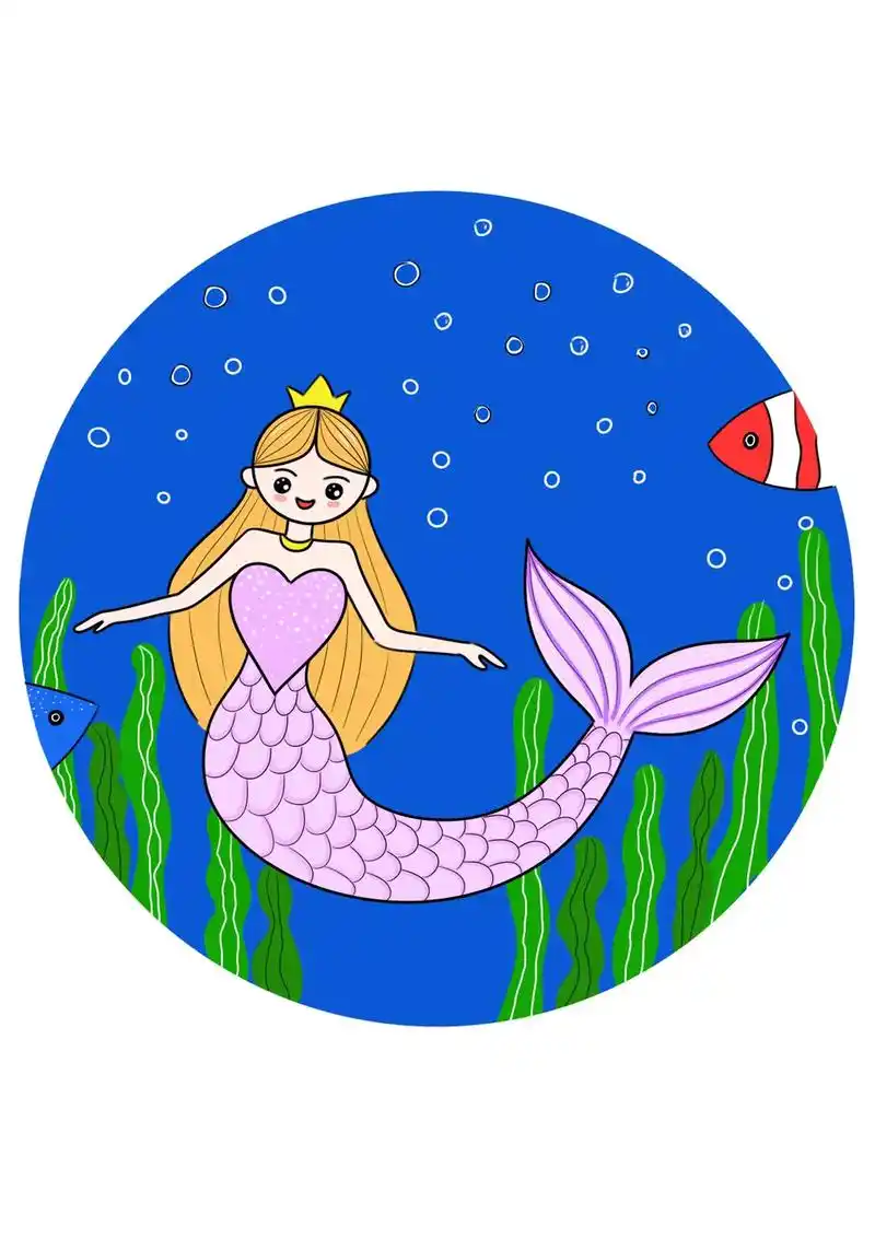 幼儿版美人鱼 简单易学  #创作灵感 #幼儿蜡笔简笔画 #儿 - 抖音