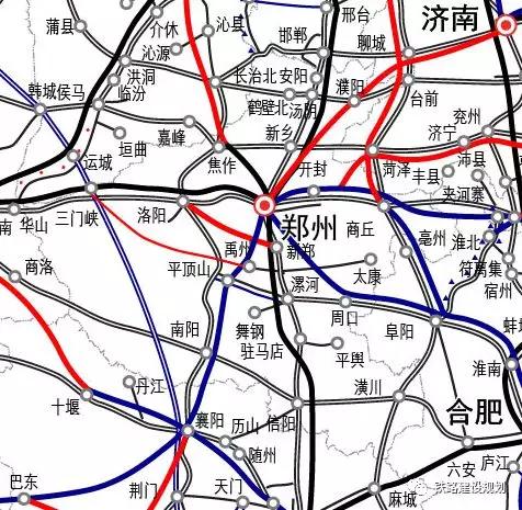 其中河南(郑州)"米"字形高铁网规划涉及的郑万,郑阜,郑太,郑济已全部