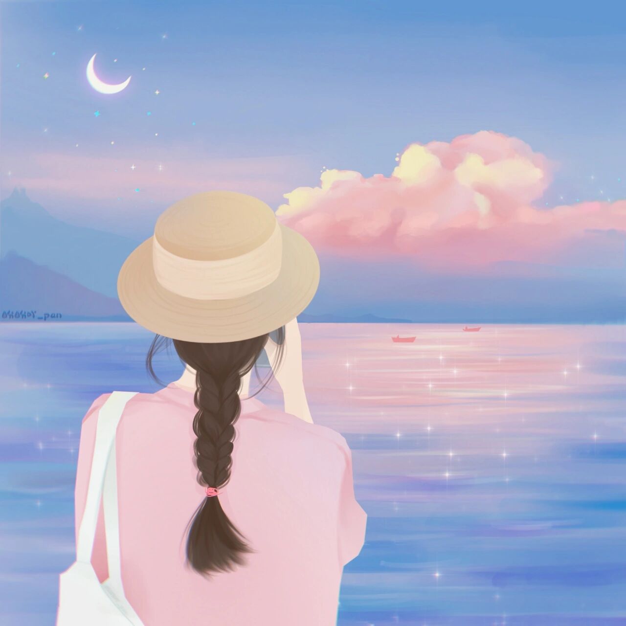 超温柔女生背影头像/女生头像 原图小仙女78软件:procreate78笔刷