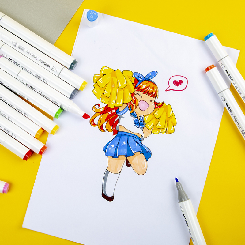 晨光(m&g)文具48色快干双头马克笔 纤维头学生重点标记记号笔 涂鸦笔