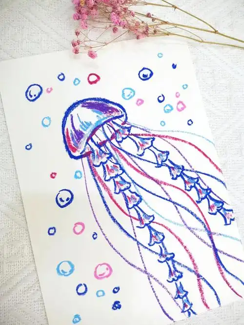 油画棒系列爱画啥画啥之水母