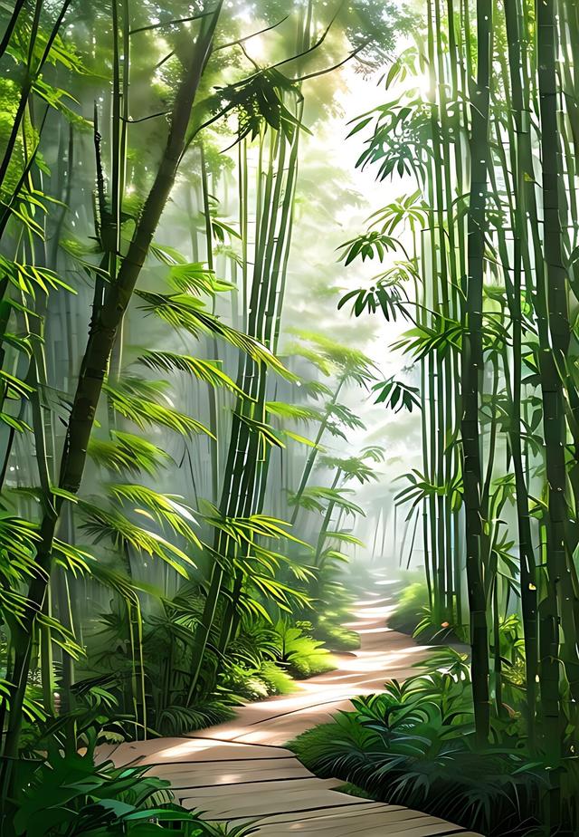 一大片茂盛的竹林,是大自然赐予我们的礼物.