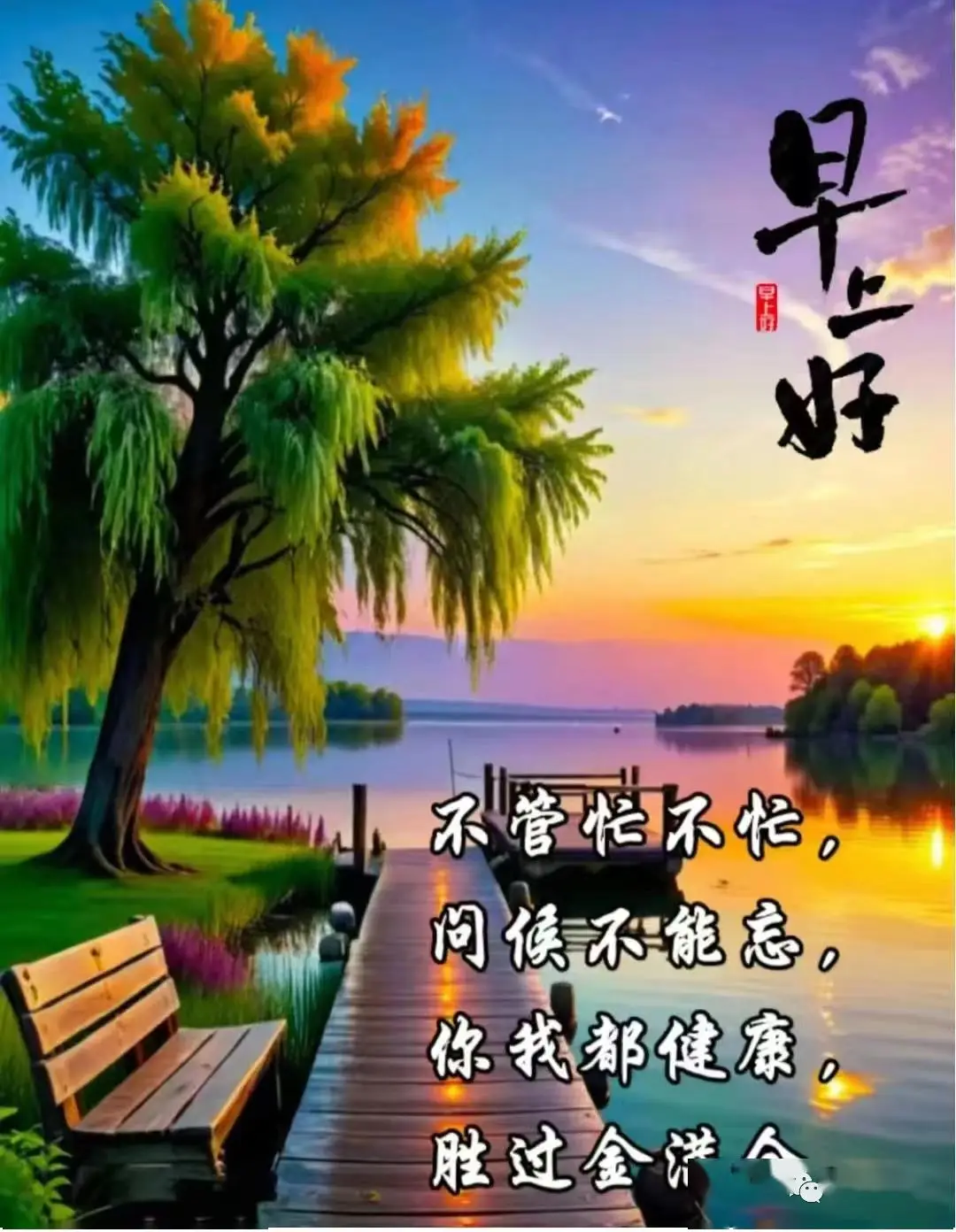 人生友情比花美,老年好友更珍美,每天问候当聚会,日子更加有滋味,心态