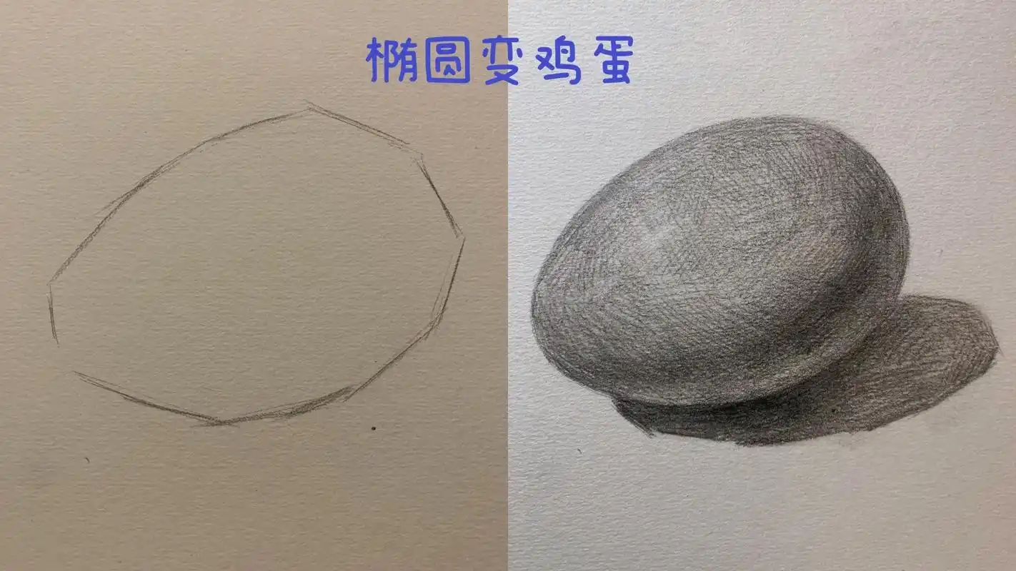 素描鸡蛋的画法.椭圆变鸡蛋,就是这么简单!#画画 #素描  - 抖音