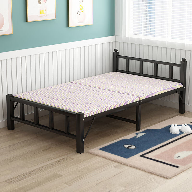 折叠床单人家用简易床加床加固午休小床办公室硬板铁床 正方管70公分