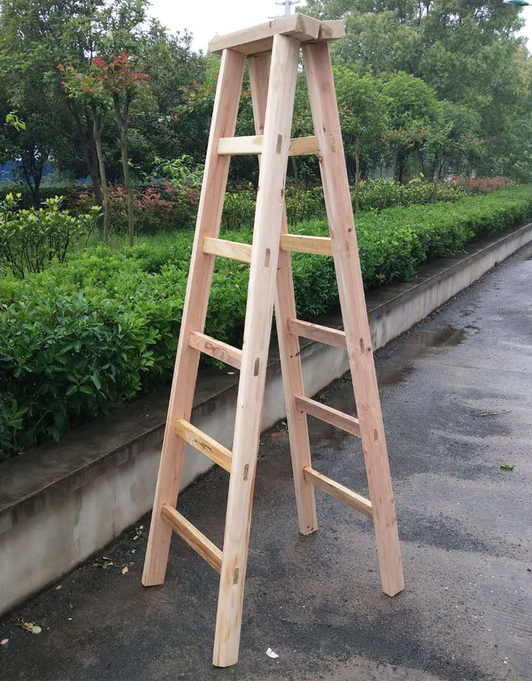 加厚款折叠人字梯装修实木木梯家用折叠双侧木质人字梯室内外移动工程