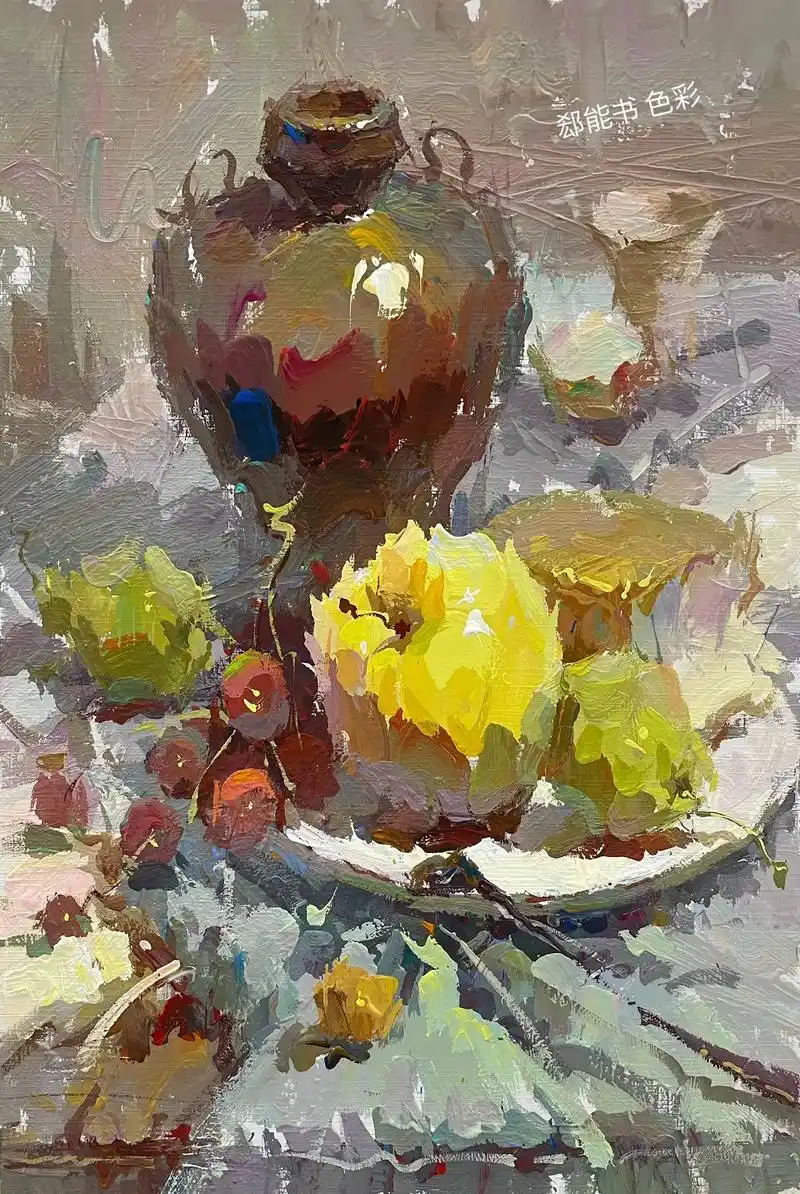 色彩静物.把色稿当成完整稿#美术色彩基础教学 #跟我一起学画 - 抖音
