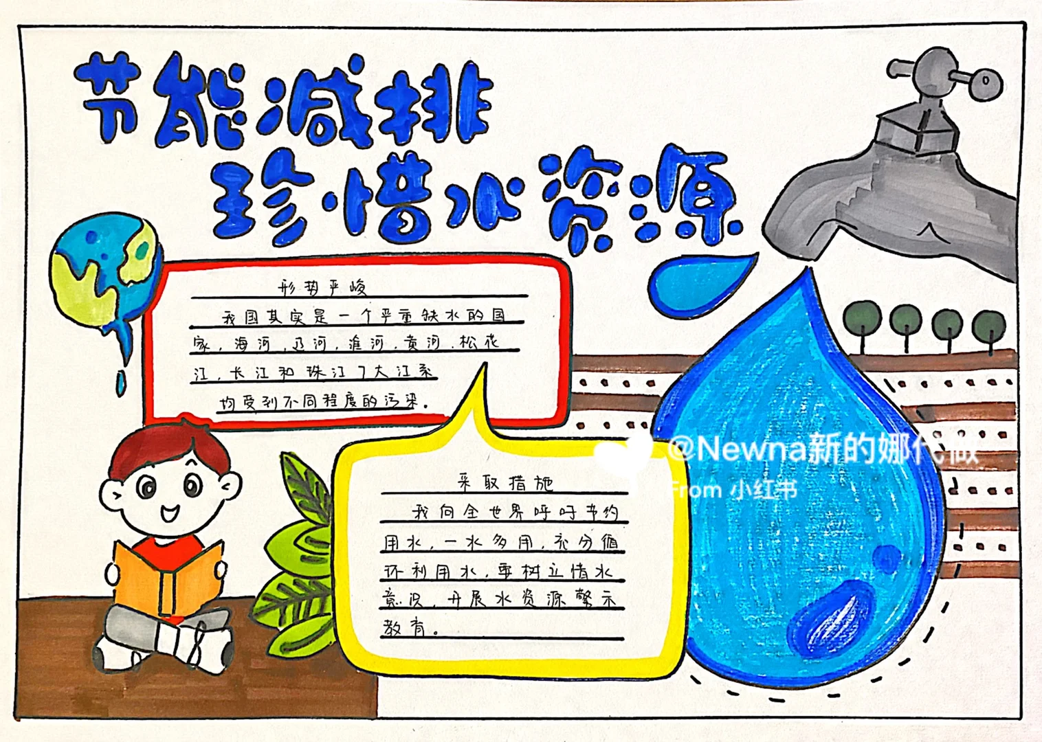 手抄报节能减排珍惜水资源