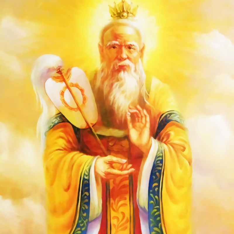 太上老君画像丝绸客厅道观装饰供奉老子紫气东来国画