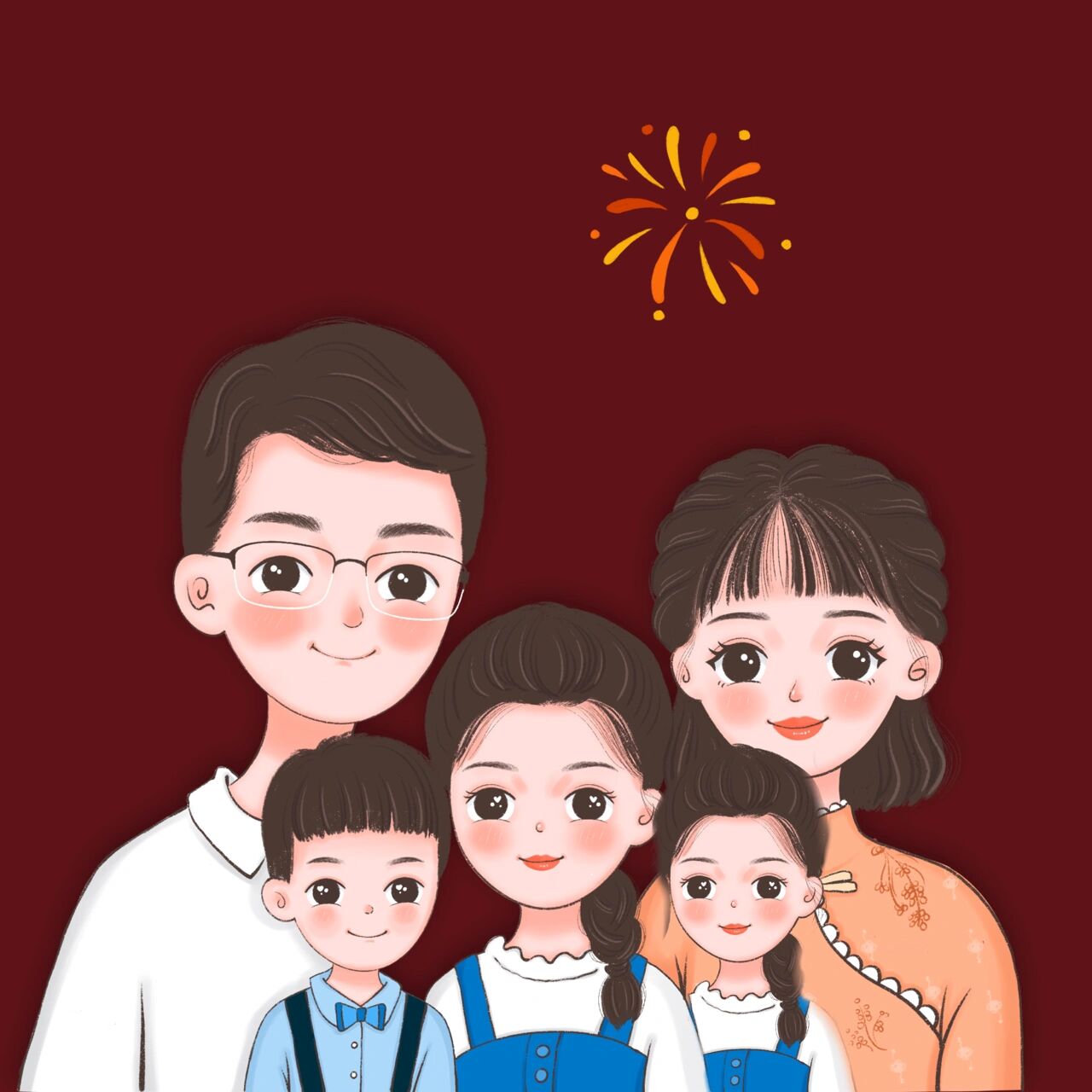 无水印一家五口全家福头像