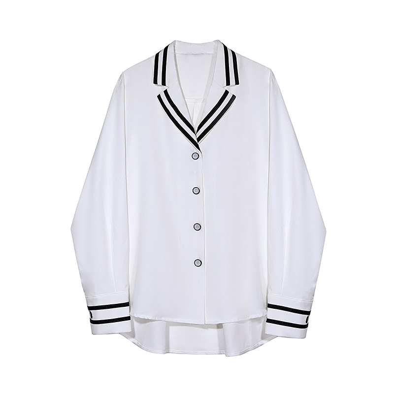 郑秀妍郑秀晶明星同款海军衬衫白色学生衬衫