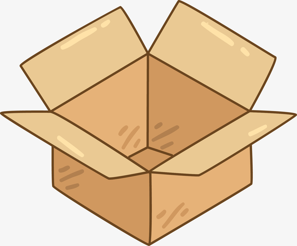 打开的卡通快递盒子