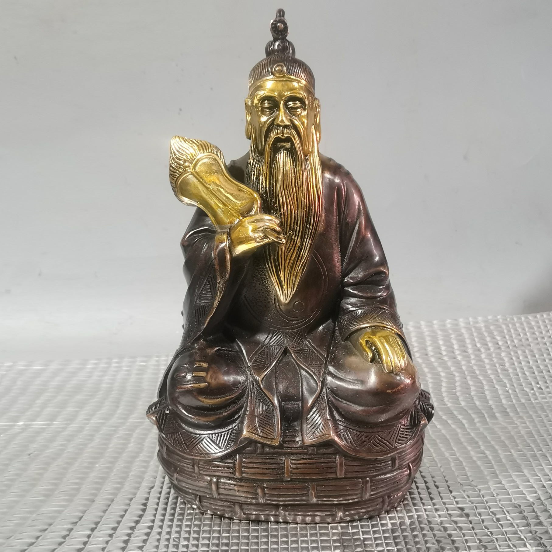 仿古仿紫铜鎏金太上老君三清神像摆件古玩太清道德天尊道家祖师爷