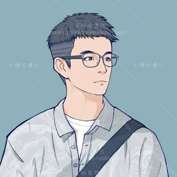 头像 男 卡通动漫手绘 戴眼镜气质男生 高清 头像收集社 自动发货