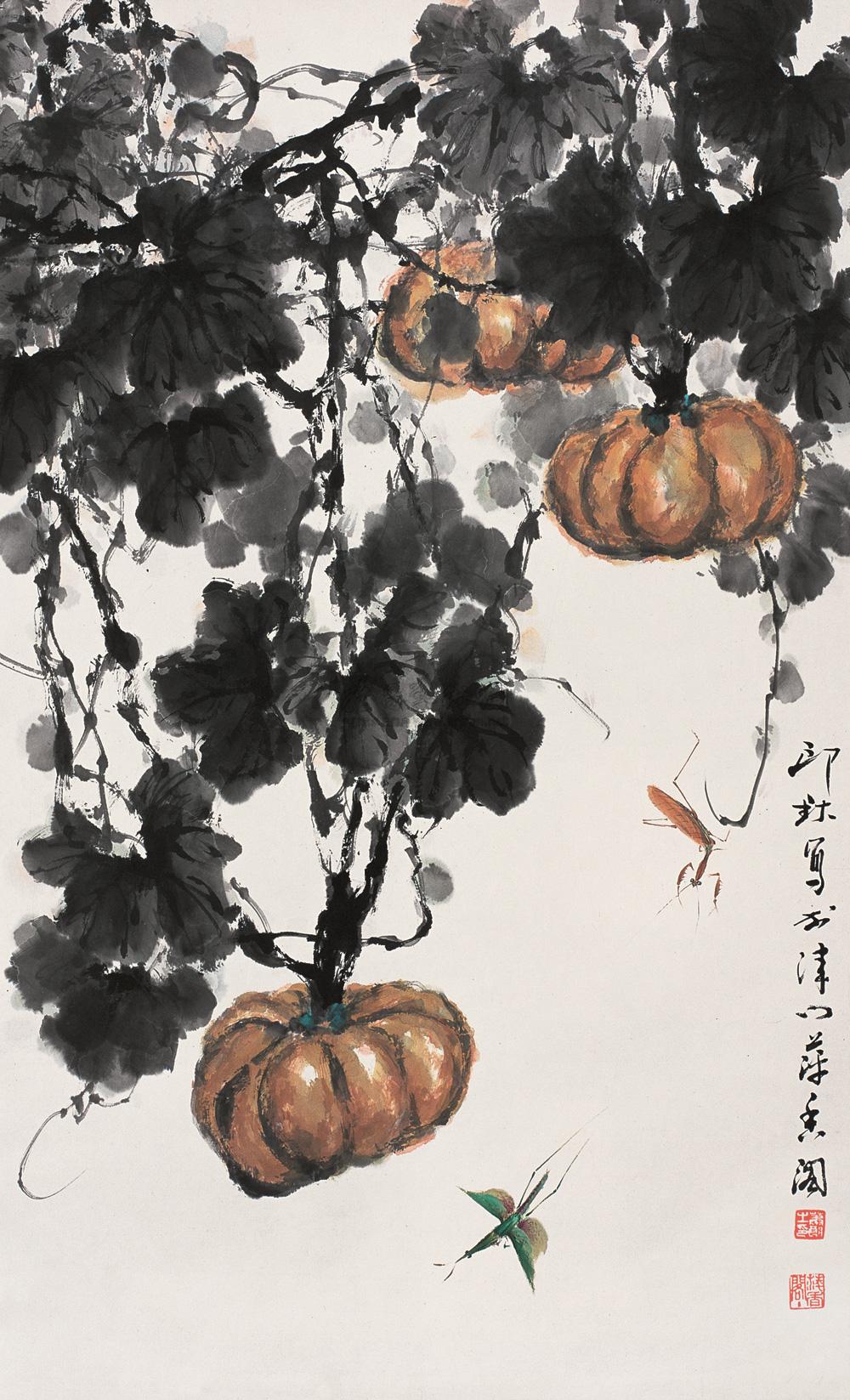 1445南瓜立轴设色纸本