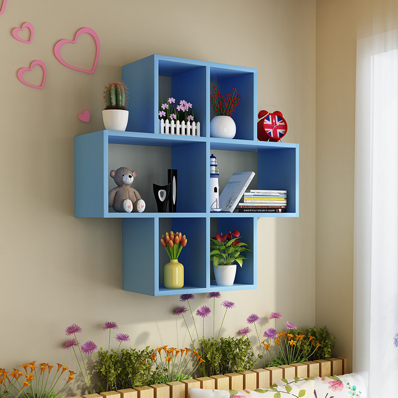 墙上书架置物架墙面装饰格子现代简约挂墙书柜创意搁板