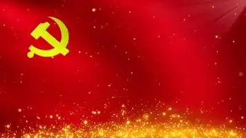 4k党旗红旗飘扬入党宣誓红色党政动态背景舞台背景