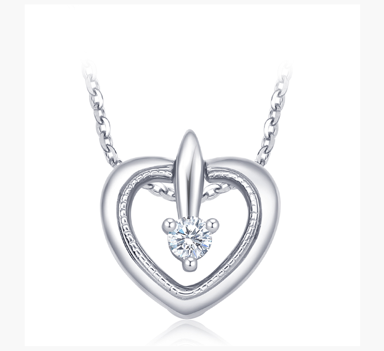 chow tai seng/周大生 钻石项链女士 真钻18k彩金灵动心形锁骨链玫瑰