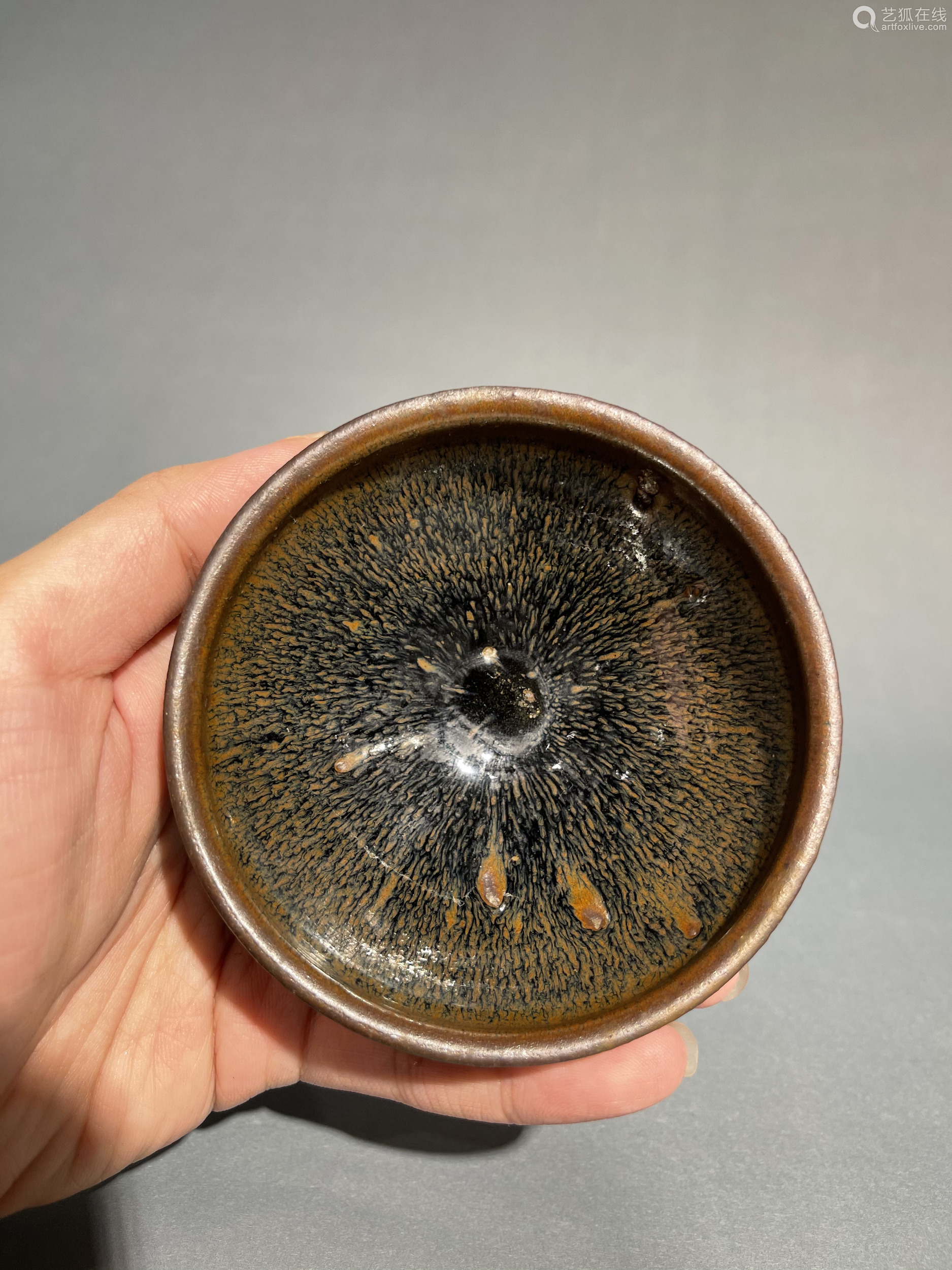 宋建窑水吉正窑口金兔毫香炉鬲