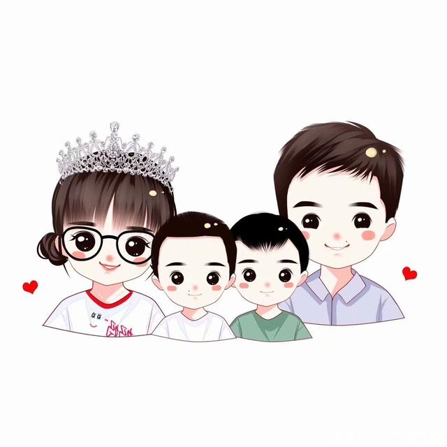 与其感慨,不如向前行,全家福手绘头像给你力量