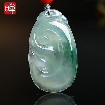 印象眸 a货翡翠吊坠飘绿玉如意男女款玉石挂件 附送证书 事事如意