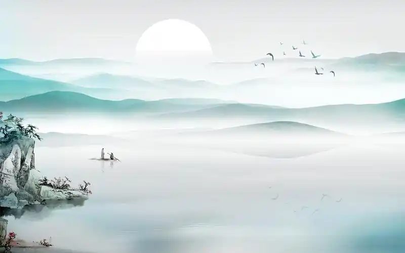 山水壁画电视背景墙