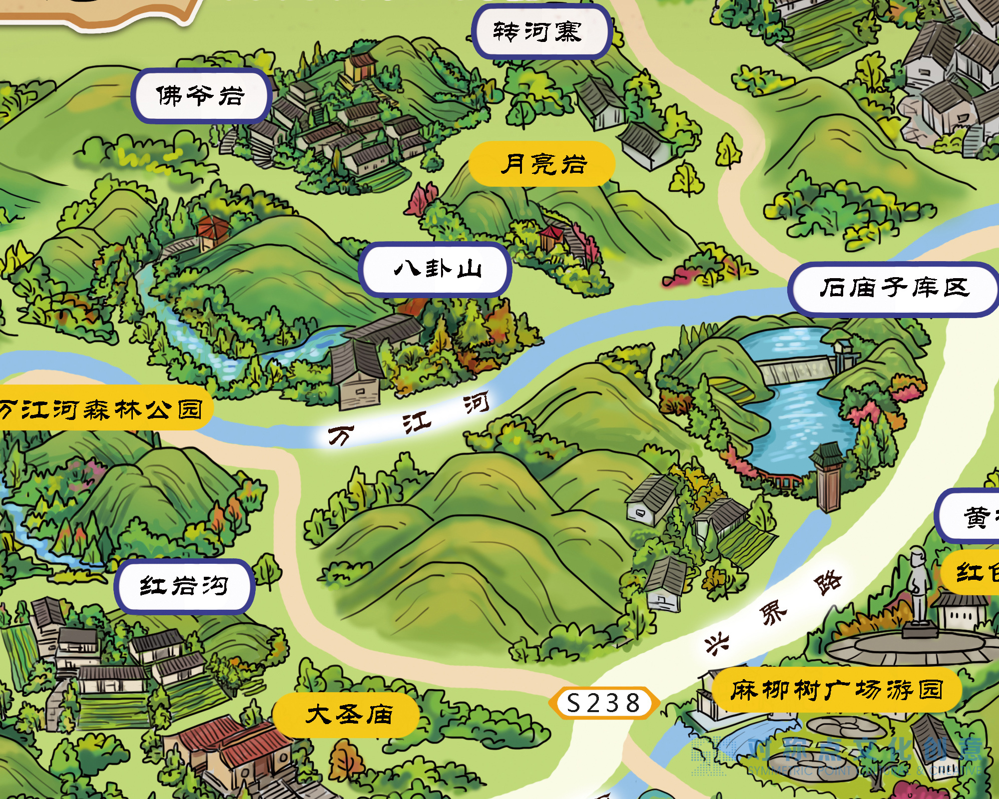 美丽乡村手绘地图|插画|艺术插画|petezheng - 原创作品 - 站酷