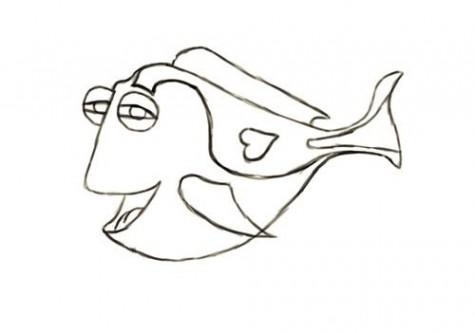 卡通动漫简笔画教程之小鱼多莉 海底总动员简笔画