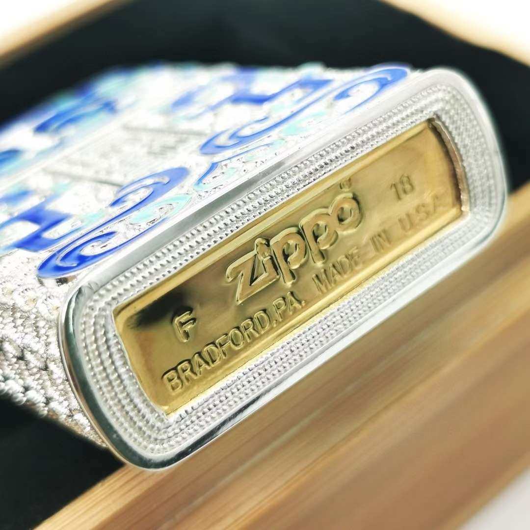 zippo打火机珐琅彩瑞兽镀银限量版