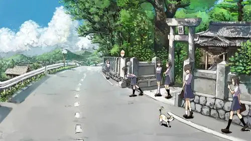 插画,猫咪,场景【少女与猫】场景壁纸,插画.放学的傍晚