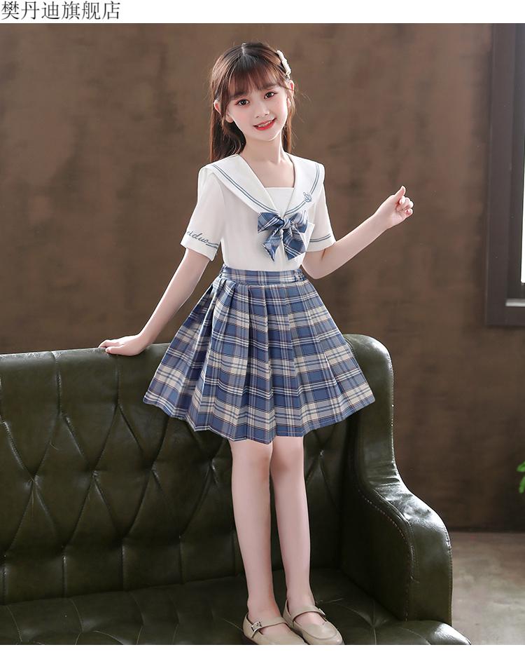 jk制服儿童女童洋气时髦套装百褶裙夏装新款小女孩jk制服儿童裙子学院