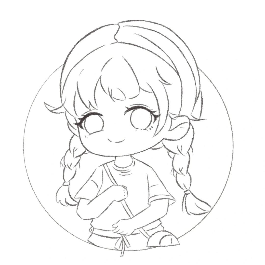 q版女生头像练习线稿