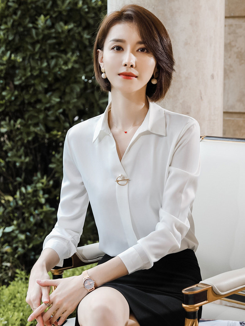 职业工作服工装衬衣女装气质新款2019女士白衬衫衬衫