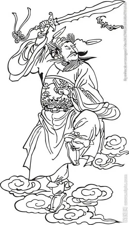 素描线条白描矢量钟馗图图片