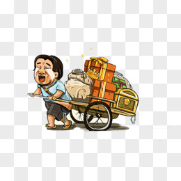 卡通拉车插画