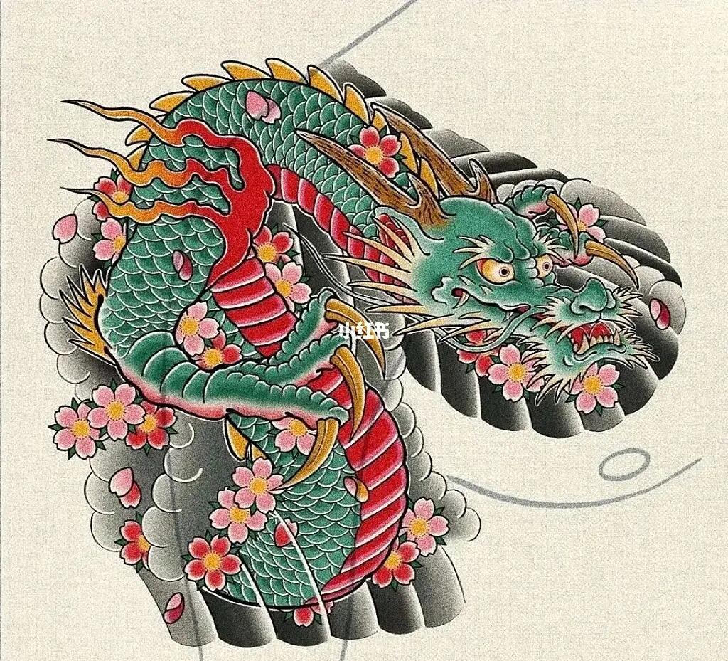 半甲纹身手稿分享|半甲纹身|花臂龙|日式龙