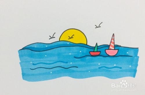 大海怎么画简单又漂亮
