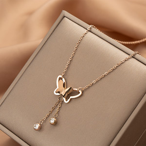 【蝴蝶玫瑰金项链图片】蝴蝶玫瑰金项链图片大全_q友网