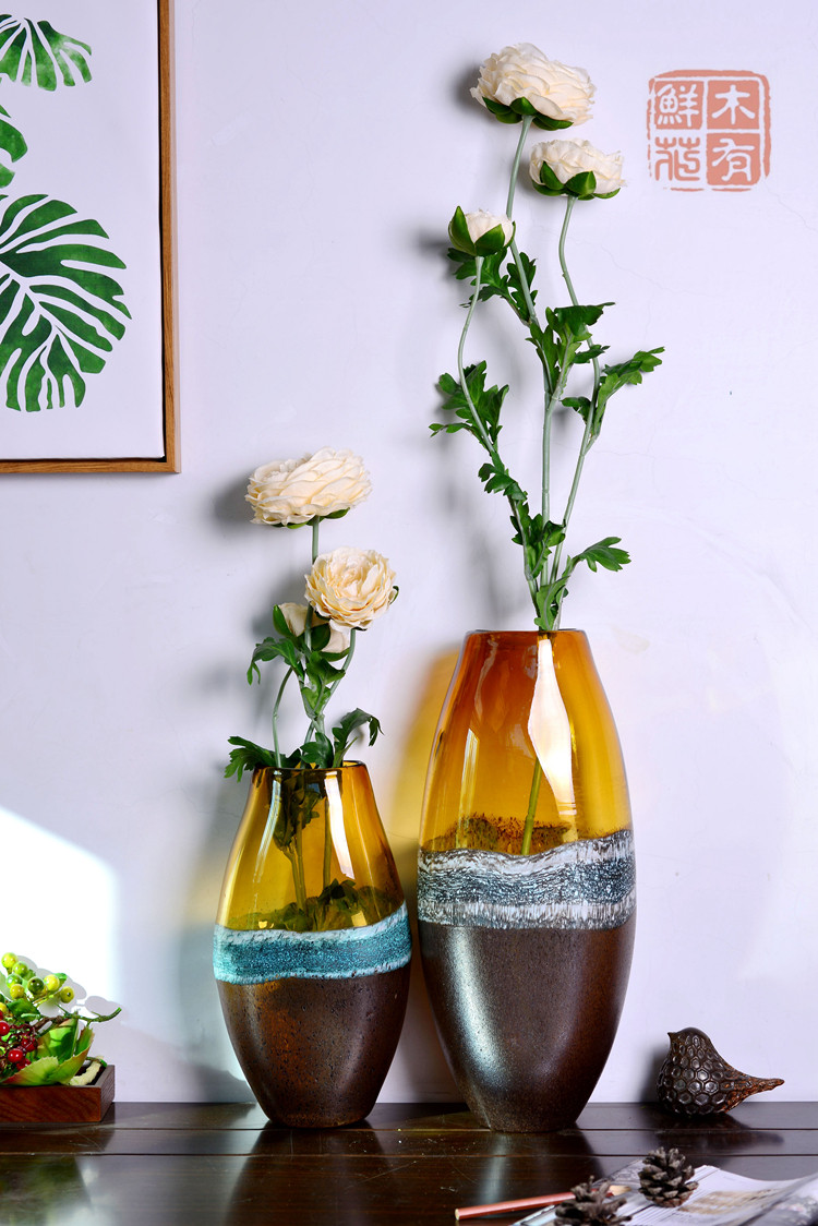 创意彩色玻璃手工花瓶艺术礼品家居样板房酒店花瓶