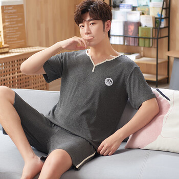 派西凯莫代尔睡衣男士夏季薄款短袖短裤青中年可外穿大码男式家居服