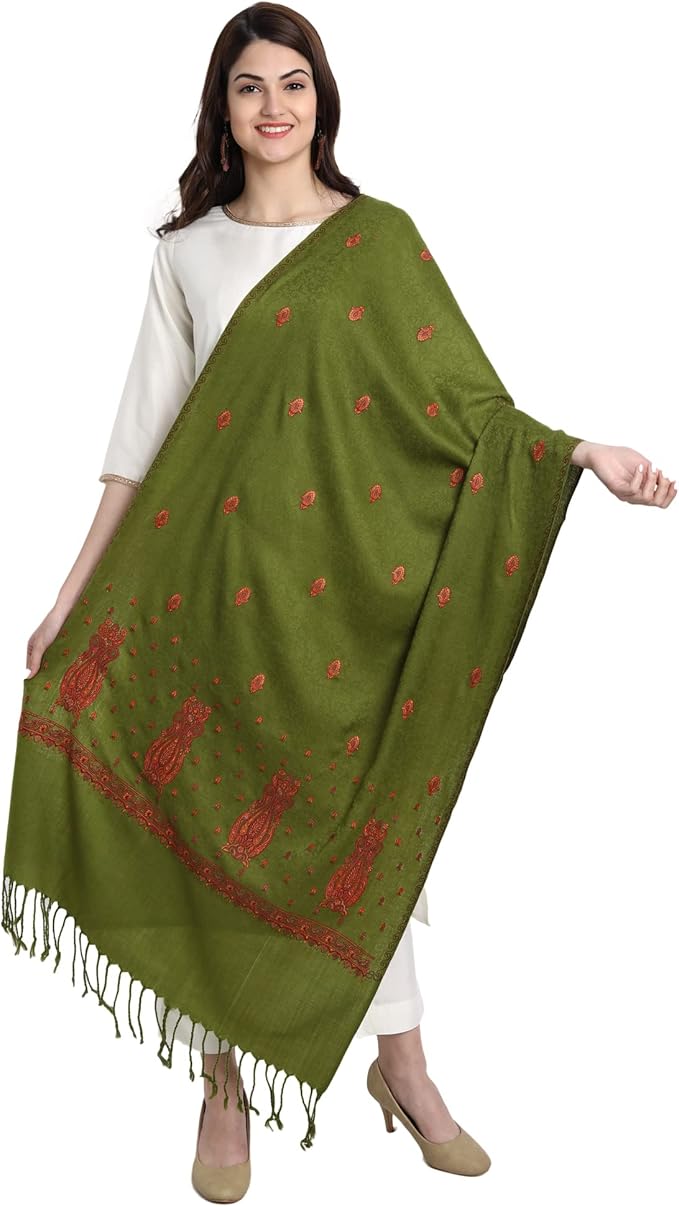 kashmiri 刺绣印度纸浆羊绒披肩披肩披肩围巾 女式